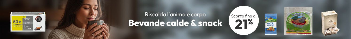 Bevande calde e snack sconti fino al 21%