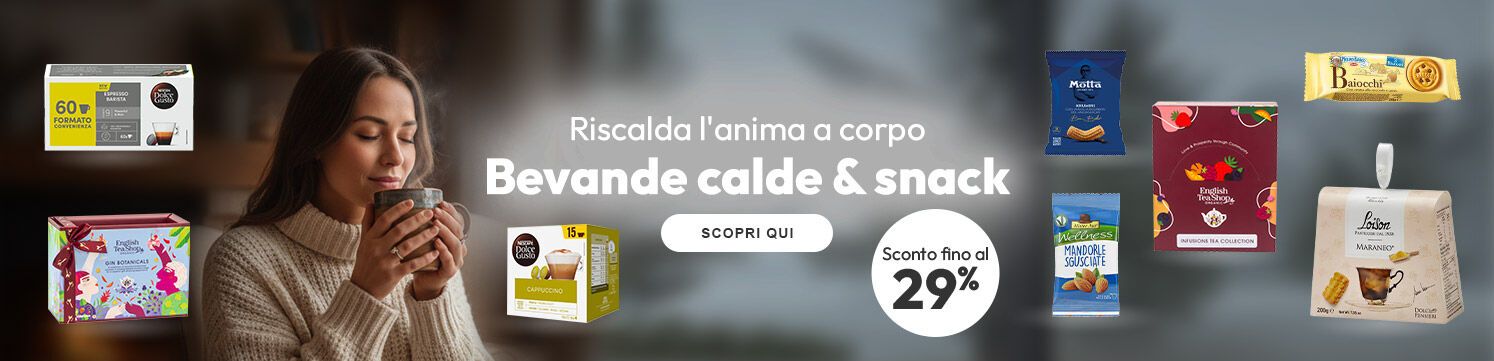 Bevande calde e snack sconti fino al 29%