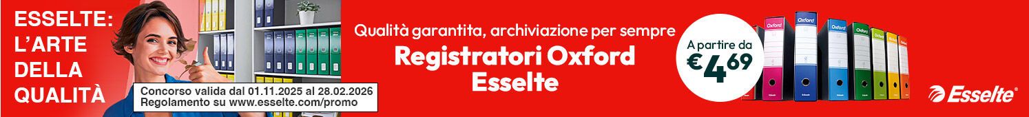 Registratori Oxford a partire da €4,69 e partecipa al Concorso Arte della Qualità