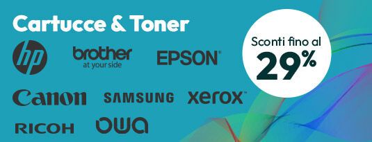 Cartucce e Toner HP Brother Canon Epson Samsung Xerox con sconti fino al 29%