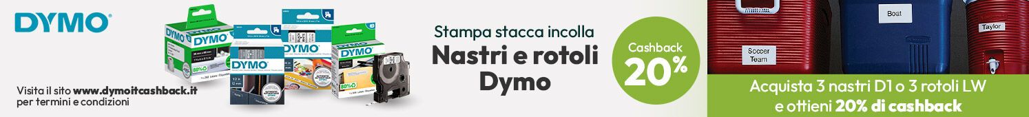 Nastri e rotoli Dymo - approfitta del Cashback del 20%!