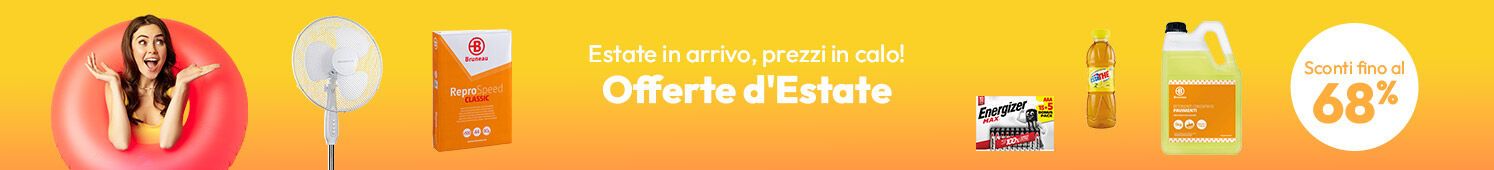 Offerte d'Estate con sconti sui tuoi prodotti per ufficio preferiti fino al 68%