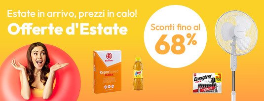 Offerte d'Estate con sconti sui tuoi prodotti per ufficio preferiti fino al 68%