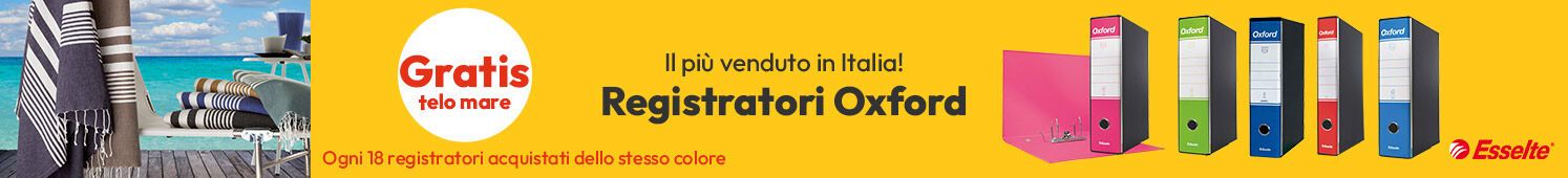 Con l'acquisto di registratori Oxford GRATIS un telo mare!