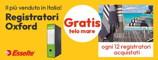 Con l'acquisto di registratori Oxford GRATIS un telo mare!
