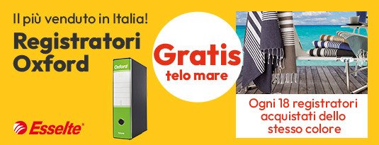 Con l'acquisto di registratori Oxford GRATIS un telo mare!