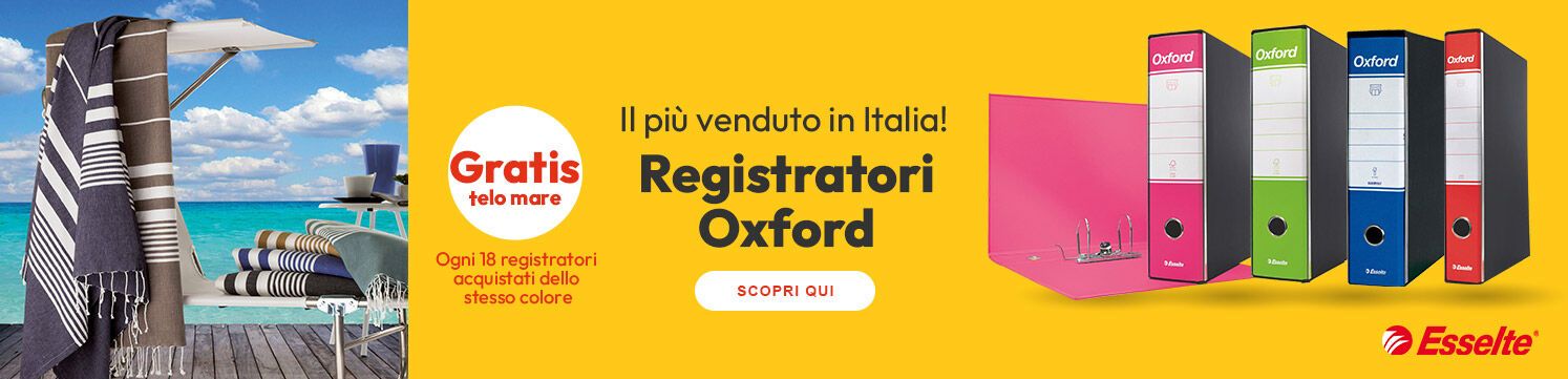 Con l'acquisto di registratori Oxford GRATIS un telo mare!