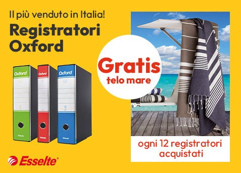 Con l'acquisto di registratori Oxford GRATIS un telo mare!