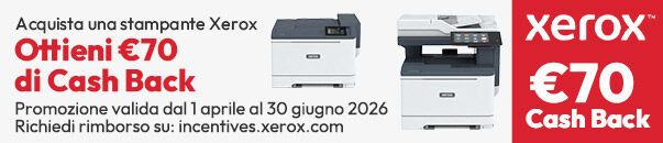 Cash Back Xerox €70 sull'acquisto di una stampante