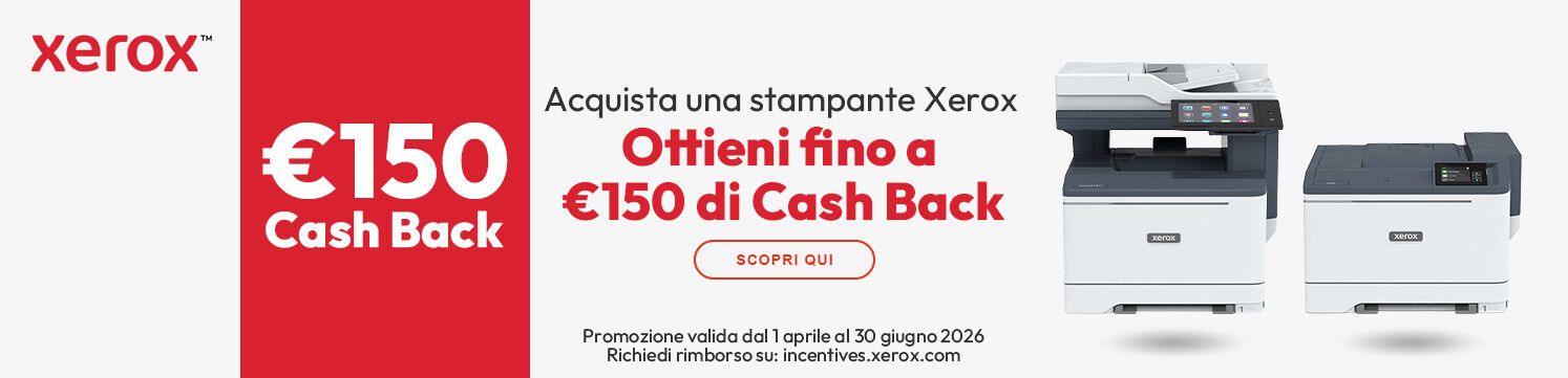 Fino a €150 di cashback su una stampante Xerox