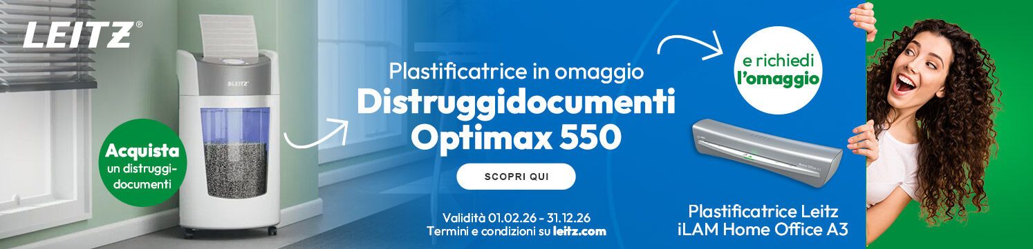 Distruggidocumenti Optimax 550 e richiedi il tuo omaggio!