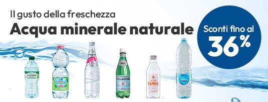 Acqua minerale naturale con sconti fino al 36%