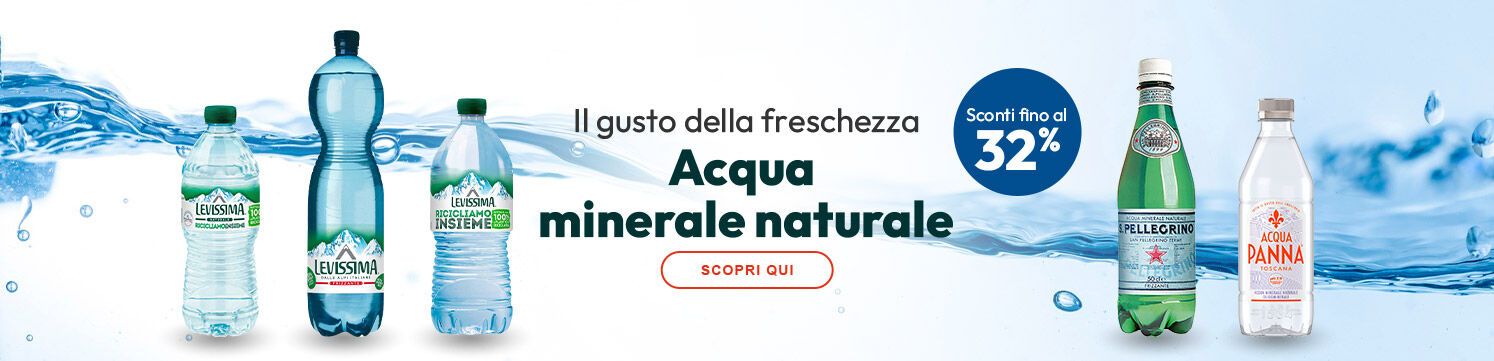 Acqua minerale naturale con sconti fino al 32%