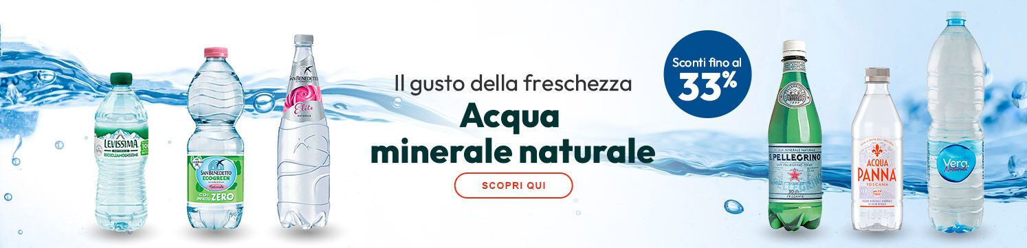 Acqua minerale naturale con sconti fino al 33%