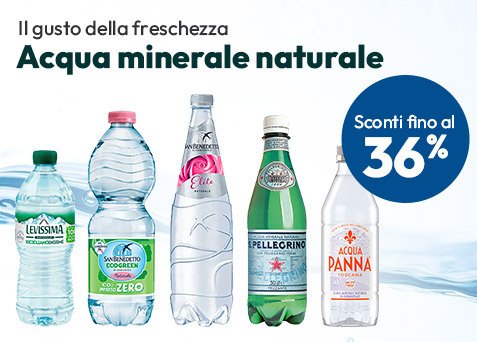 Acqua minerale naturale con sconti fino al 36%