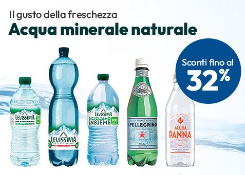 Acqua minerale naturale con sconti fino al 32%