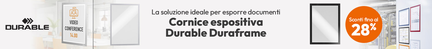 Cornice espositiva Durable Duraframe: la soluzione ideale per esporre documenti con sconti fino al 28%