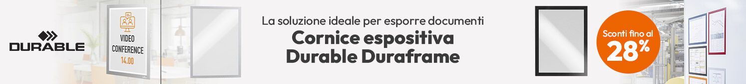 Cornice espositiva Durable Duraframe: la soluzione ideale per esporre documenti con sconti fino al 28%