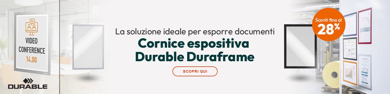Cornice espositiva Durable Duraframe: la soluzione ideale per esporre documenti con sconti fino al 28%
