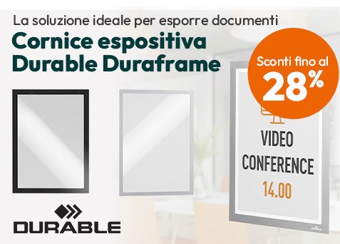 Cornice espositiva Durable Duraframe: la soluzione ideale per esporre documenti con sconti fino al 28%
