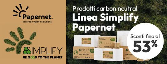 Linea Simplify Papernet prodotti carbon neutral con sconti fino al 53%