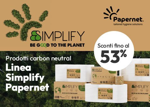 Linea Simplify Papernet prodotti carbon neutral con sconti fino al 53%