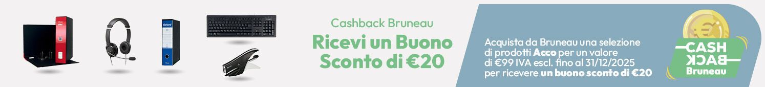 Cashback Bruneau Sconto €20 per un acquisto di prodotti Acco del valore min. di € 99