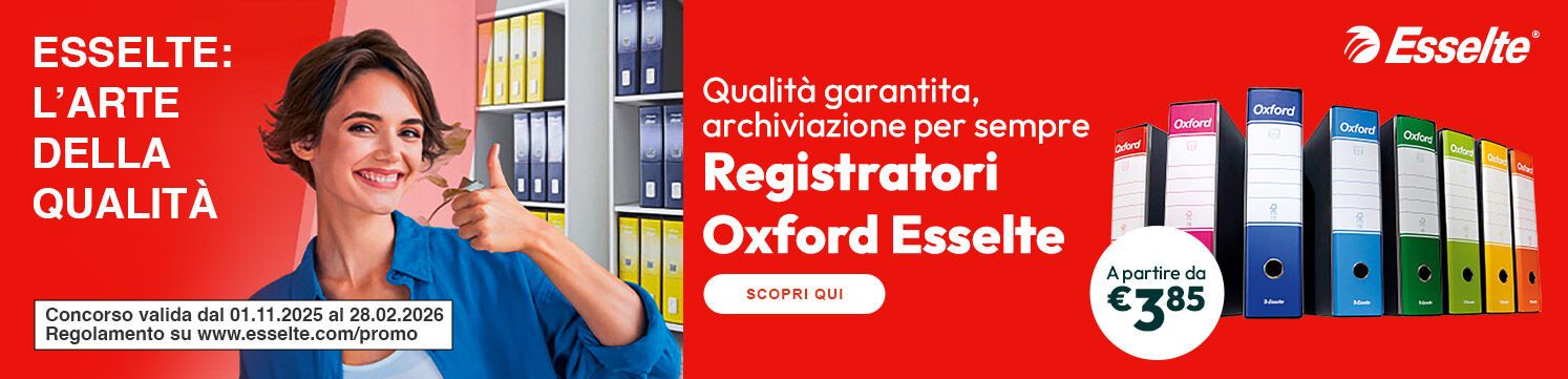 Registratori Oxford a partire da €3,85 e partecipa al Concorso Arte della Qualità