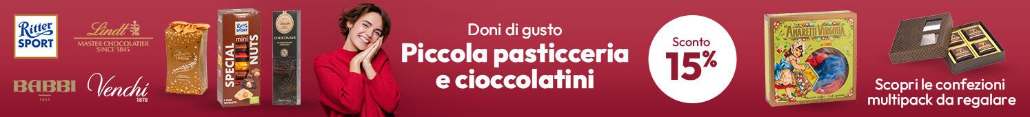 Piccola pasticceria e cioccolatini scontati del 15%