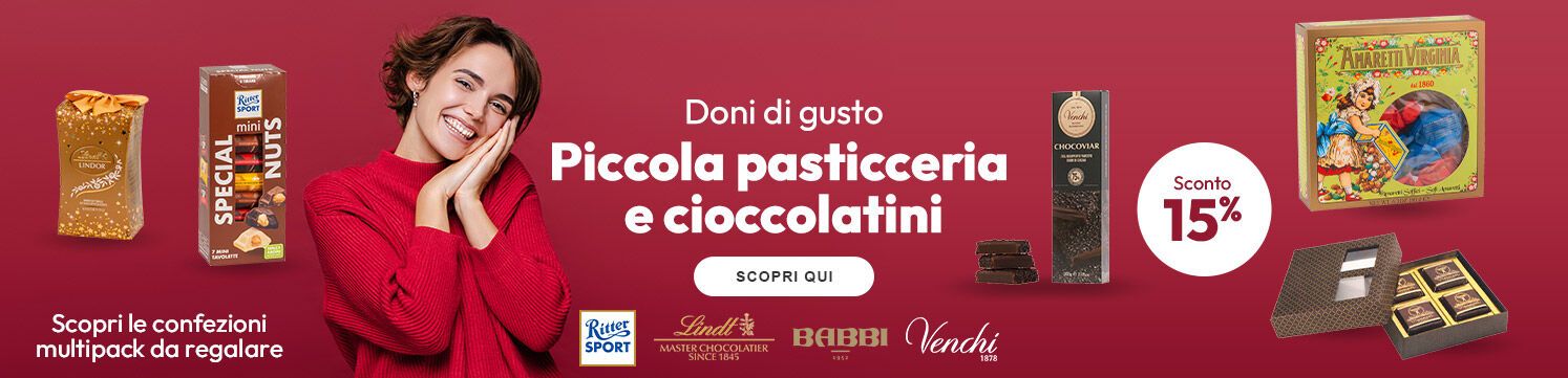 Piccola pasticceria e cioccolatini scontati del 15%