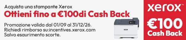 Xerox cashback fino a € 100 su una selezione di stampanti