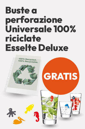 Buste a perforazione universale riciclate Essekte Deluxe GRATIS 12 segnabicchieri Tescoma