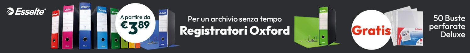 Registratori Oxford a partire da €3,89 e con Buste perforate Esselte in omaggio!