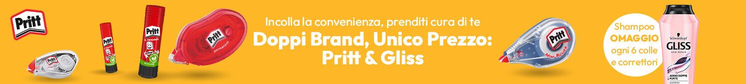 Colla Pritt con in omaggio shampoo Gliss