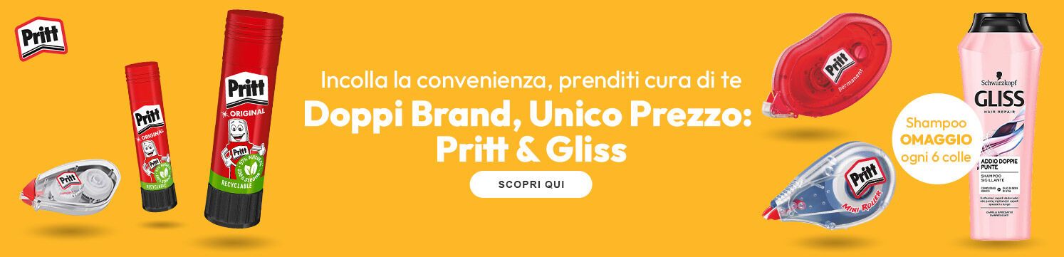 Colla Pritt con in omaggio shampoo Gliss